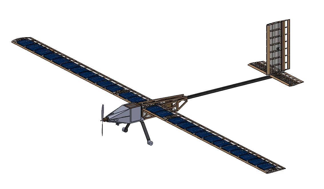 CAD model of the conventional-wing solar airplane