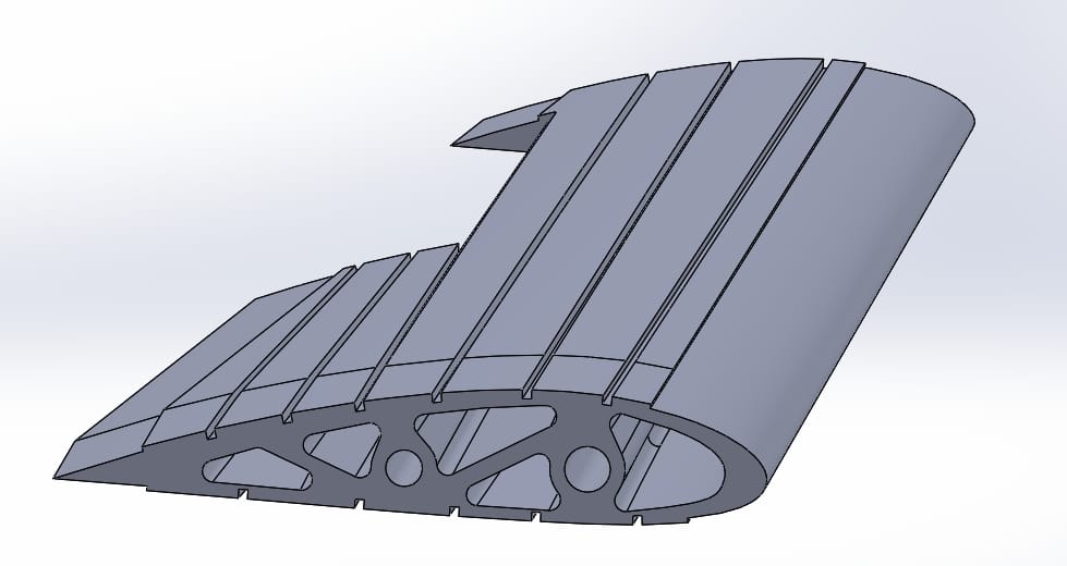 Grooves and tunnels in the solar airplane rib former