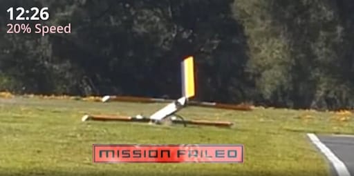 Solar airplane after an unsuccessful flight attempt